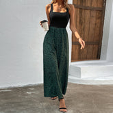 Printed Vest Jumpsuit Long Waist Slimming Wide Leg Pants